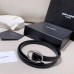 Replica Ysl Oval Buckle Thin Belt in Black with Silver Hardware