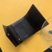 Replica Ysl Compact Tri Fold Wallet in Black with Gold Hardware