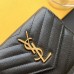 Replica Ysl Compact Tri Fold Wallet in Black with Gold Hardware
