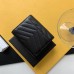 Replica Ysl Compact Tri Fold Wallet in Black with Silver Hardware