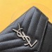 Replica Ysl Compact Tri Fold Wallet in Black with Silver Hardware