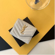 Replica Ysl Compact Tri Fold Wallet in White