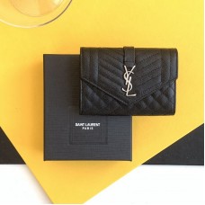 Replica Ysl Envelope Small Wallet in Mix Matelasse Black with Silver Hardware