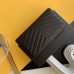 Replica Ysl Large Flap Wallet in Black with Silver Hardware
