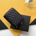 Replica Ysl Compact Zip Around Wallet in Black with Silver Hardware