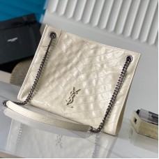 Replica Ysl Niki Shopping Bag in White Leather