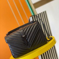 Replica Ysl Medium College Handbags in Black with Black Hardware