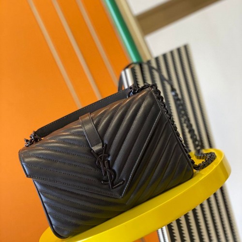Replica Ysl Medium College Handbags in Black with Black Hardware
