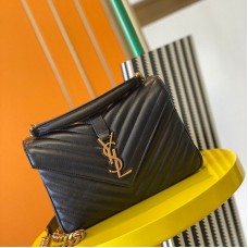 Replica Ysl Medium College Handbags in Black with Gold Hardware