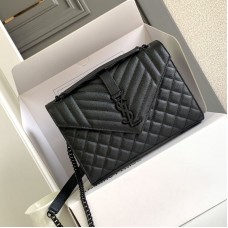 Replica Ysl Medium Envelope Bag in Black with Black Hareware
