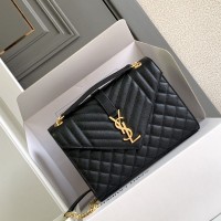 Replica Ysl Medium Envelope Bag in Black with gold Hareware