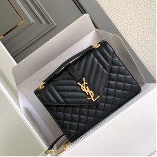 Replica Ysl Medium Envelope Bag in Black with gold Hareware