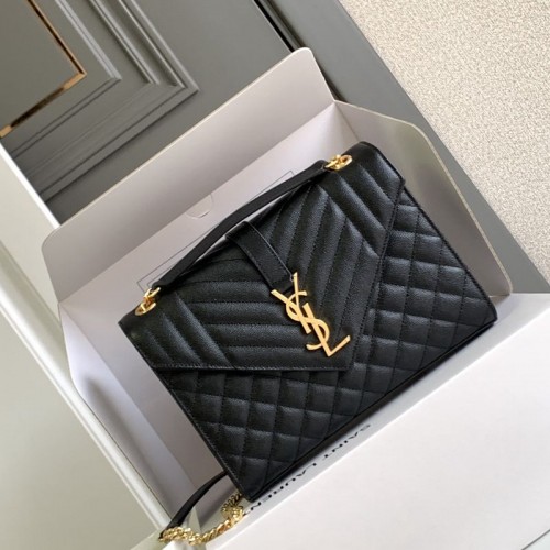 Replica Ysl Medium Envelope Bag in Black with gold Hareware