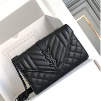 Replica Ysl Small Envelope Bag in Black with Black Hardware
