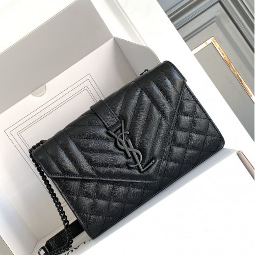 Replica Ysl Small Envelope Bag in Black with Black Hardware