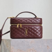 Replica Ysl Gaby Mini Vanity Bag in Lambskin Burgundy