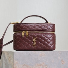 Replica Ysl Gaby Mini Vanity Bag in Lambskin Burgundy