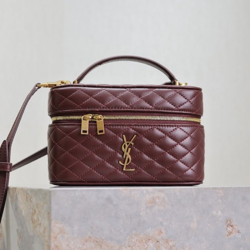 Replica Ysl Gaby Mini Vanity Bag in Lambskin Burgundy