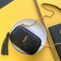 Replica YSL Lou Mini Camera Bag  in Black with Gold hardware