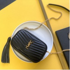 Replica YSL Lou Mini Camera Bag  in Black with Gold hardware