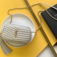 Replica YSL Lou Mini Camera Bag in White