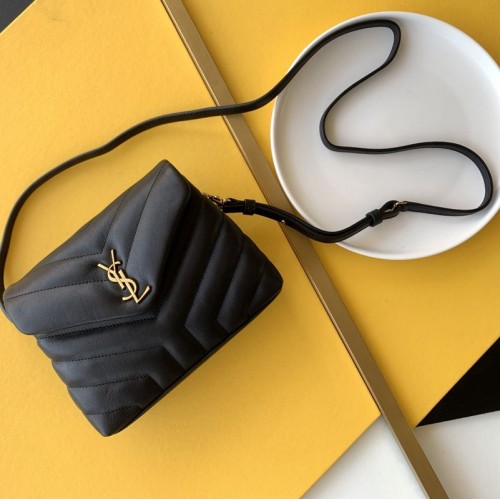 Replica Ysl LouLou Toy strap Bag in Black with Gold
