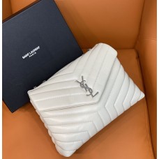 Replica Ysl Medium LouLou Bag in white with silver