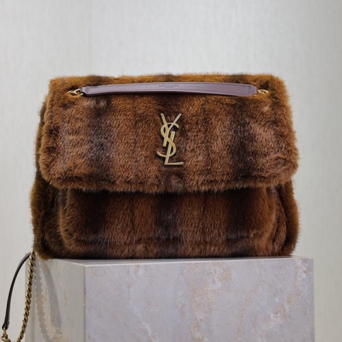 Replica YSL Niki Large in Shearling Espresso and Gingerbread