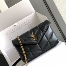 Replica YSL Puffer Toy Bag Black with Gold Hardware