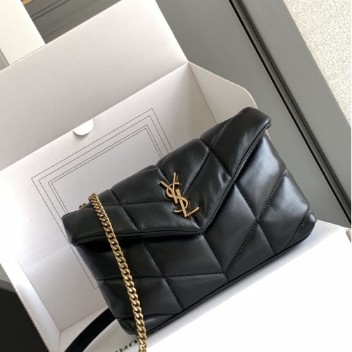 Replica YSL Puffer Toy Bag Black with Gold Hardware