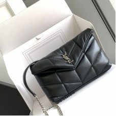 Replica YSL Puffer Toy Bag Black with Silver Hardware