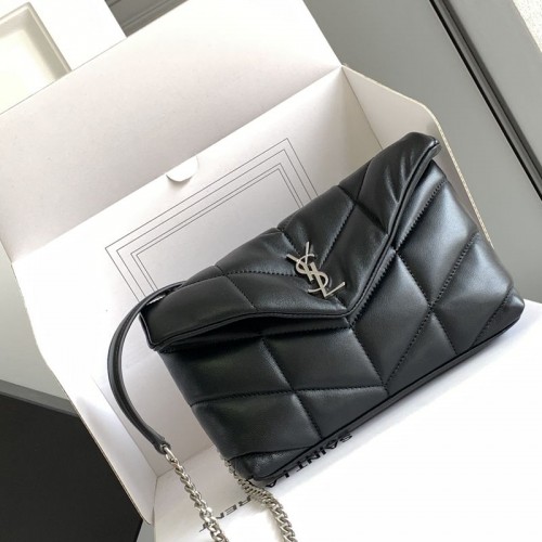Replica YSL Puffer Toy Bag Black with Silver Hardware
