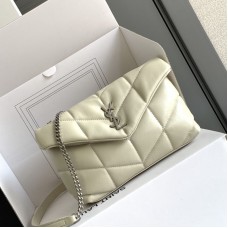 Replica YSL Puffer Toy Bag White with Silver