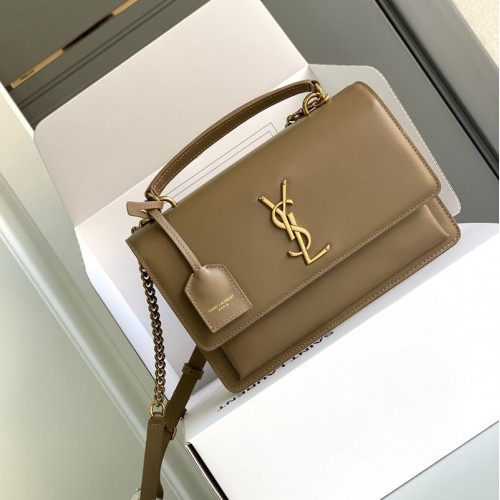 Replica Ysl Sunset Top Handle Flap Bag in Begie
